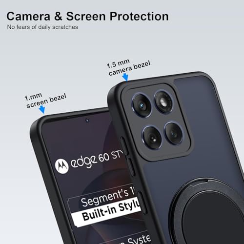 KARWAN Tough Shockproof Armor Back Case Cover Compatible with Motorola Edge 60 with 360 Degree Rotation Magnetic Attraction Ring Holder Heavy Duty Rugged Cover with Magnetic MagEase Wireless Charging - Image 4