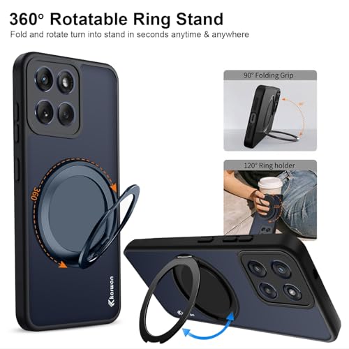 KARWAN Tough Shockproof Armor Back Case Cover Compatible with Motorola Edge 60 with 360 Degree Rotation Magnetic Attraction Ring Holder Heavy Duty Rugged Cover with Magnetic MagEase Wireless Charging - Image 3