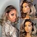 Ulaphence Ombre Ash Gray Blonde Wavy Lace Front Bob Wig Human Hair 200 Density Thicker Ombre Brown Roots with Ash Grey Short Bob Wig Body Wave Pre Plucked 13x4 Ashy Balayage Colored Bob Wig for Women 16 Inch - Image 2