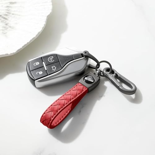Contacts Carabiner Keychain – Universal Heavy Duty Handmade Woven Leather Key Chain with 360° Rotatable Snap Swivel & Anti-Lost D-Ring for Car Fob Keys – Gunmetal - Red for Men & Women - Image 5
