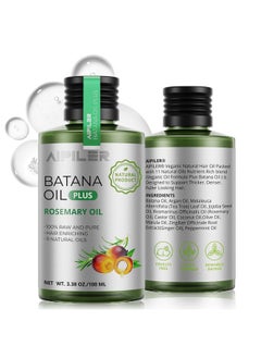 Batana Oil with Rosemary for Hair Growth: Vegan Natural Hair Oils - Nourish Hair Eyelashes Eyebrows Beard and Mustache - 100% Raw Castor Coconut Tea Tree Peppermint Ginger Jojoba and Argan Oils 3.38oz