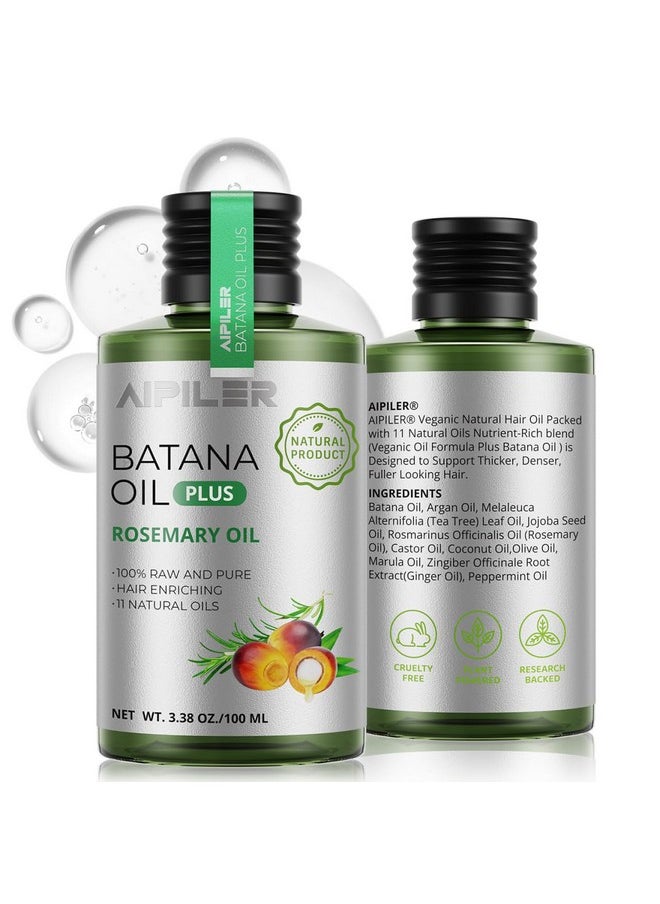 AIPILER - Batana Oil with Rosemary for Hair Growth: Vegan Natural Hair Oils - Nourish Hair Eyelashes Eyebrows Beard and Mustache - 100% Raw Castor Coconut Tea Tree Peppermint Ginger Jojoba and Argan Oils 3.38oz - Image 1