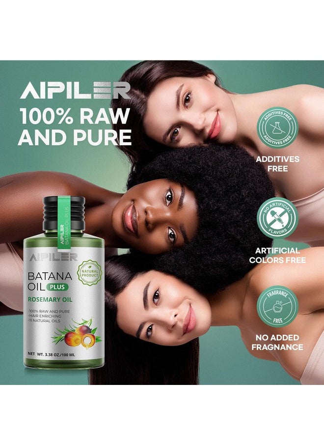 AIPILER - Batana Oil with Rosemary for Hair Growth: Vegan Natural Hair Oils - Nourish Hair Eyelashes Eyebrows Beard and Mustache - 100% Raw Castor Coconut Tea Tree Peppermint Ginger Jojoba and Argan Oils 3.38oz - Image 1