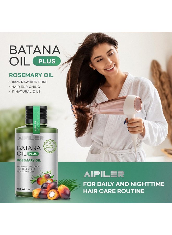 AIPILER - Batana Oil with Rosemary for Hair Growth: Vegan Natural Hair Oils - Nourish Hair Eyelashes Eyebrows Beard and Mustache - 100% Raw Castor Coconut Tea Tree Peppermint Ginger Jojoba and Argan Oils 3.38oz - Image 1