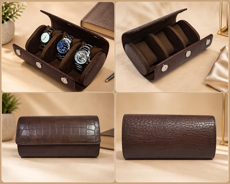 essart Luxury Watch Roll Case – Travel Watch Organizer-Watch Travel Case for 3 Watches | PU Leather Portable Gift Box for Watch Collectors - Image 4