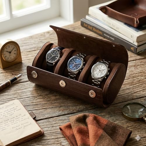 essart Luxury Watch Roll Case – Travel Watch Organizer-Watch Travel Case for 3 Watches | PU Leather Portable Gift Box for Watch Collectors - Image 2