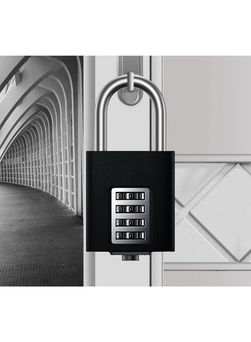 Cobest Padlock Combination Lock, 4 Digit Locker, Metal Weatherproof Waterproof Outdoor Padlock, Resistant Alloy Steel, Corrosion Heavy Duty Lock for School, Gym, Fence, Toolbox, Gate, Hasp Storage, Black - Image 2