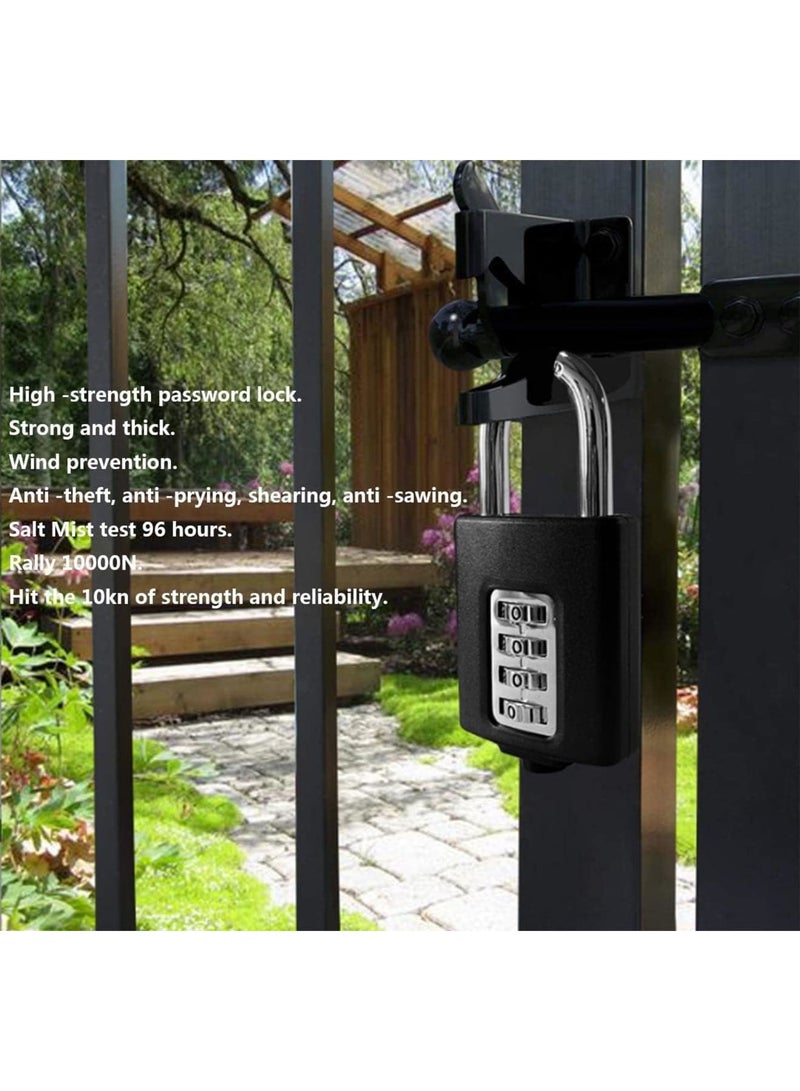 Cobest Padlock Combination Lock, 4 Digit Locker, Metal Weatherproof Waterproof Outdoor Padlock, Resistant Alloy Steel, Corrosion Heavy Duty Lock for School, Gym, Fence, Toolbox, Gate, Hasp Storage, Black - Image 3