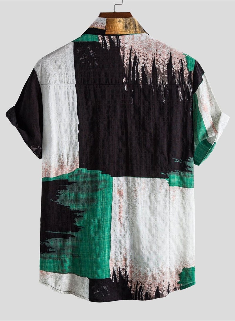 Summer new floral men's casual short-sleeved floral shirt  - Image 2