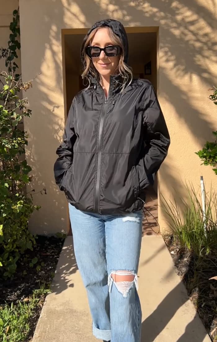 TCOT Women's Waterproof Packable Raincoat Lightweight Active Rain Jacket Hooded Windbreaker Jackets with Pockets Black M - Image 3