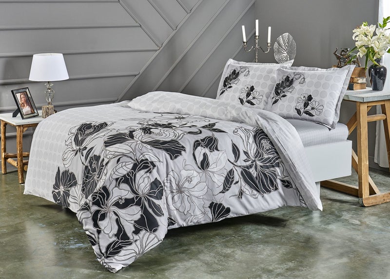 TA Tac Sharon Gray Double Satin Duvet Cover Set 