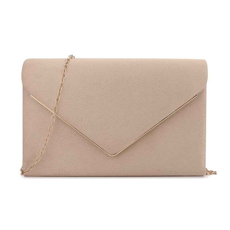 BBjinronjy Clutch Purse for Women Evening Bags Handbags for Wedding Party Cocktail Prom Faux Suede Crossbody Shoulder Bag (Nude) - Image 1