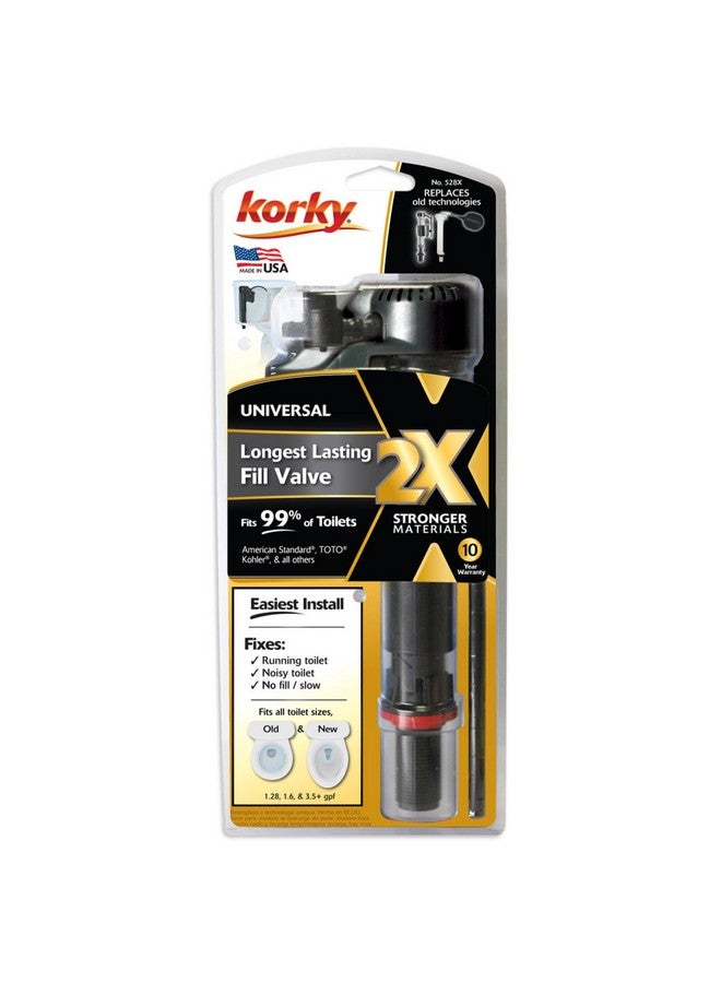 Korky Korky QuietFILL 2X Long Life Toilet Fill Valve - Universal Fits 99% of Toilets - Easy Height Adjust for Fast Install, 528X  - Image 2