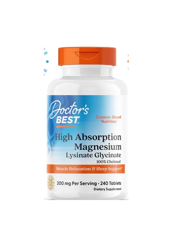 Doctor's BEST - Doctor's Best, High Absorption Magnesium, 200 mg, 240 Tablets - Image 1