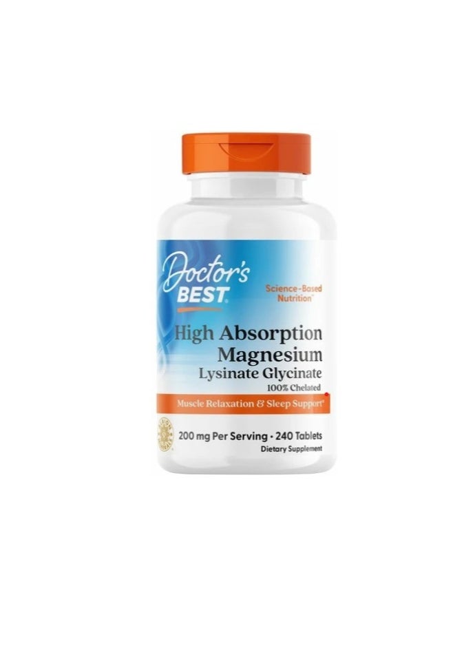 Doctor's BEST - Doctor's Best, High Absorption Magnesium, 200 mg, 240 Tablets - Image 1