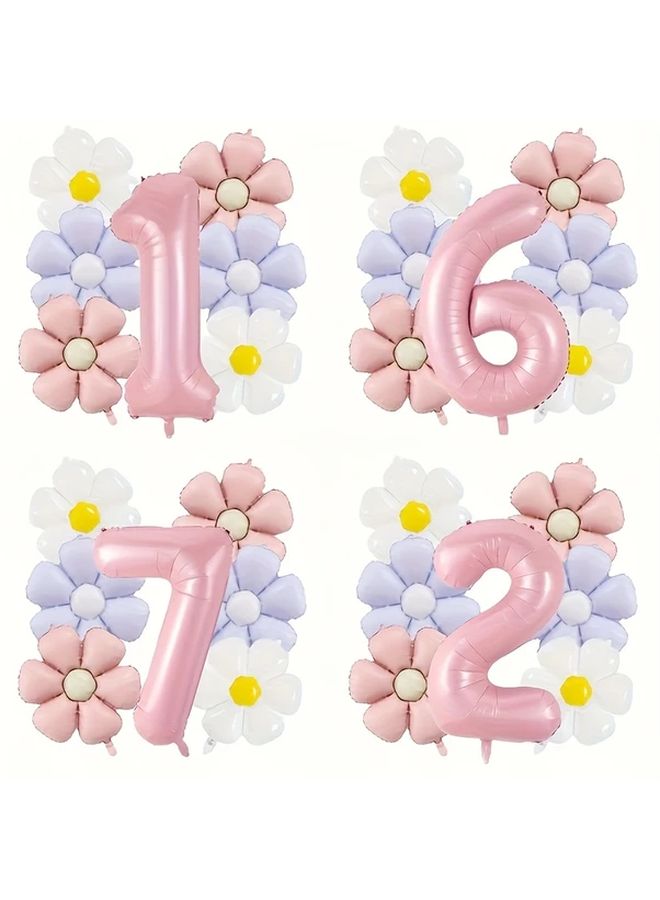 Daisy Set 4 Giant Pink Daisy Number Balloon Set 6 Daisy Sets Pink Number Balloons - Image 1