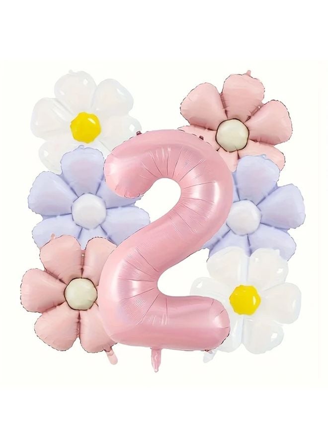 Daisy Set 4 Giant Pink Daisy Number Balloon Set 6 Daisy Sets Pink Number Balloons - Image 4