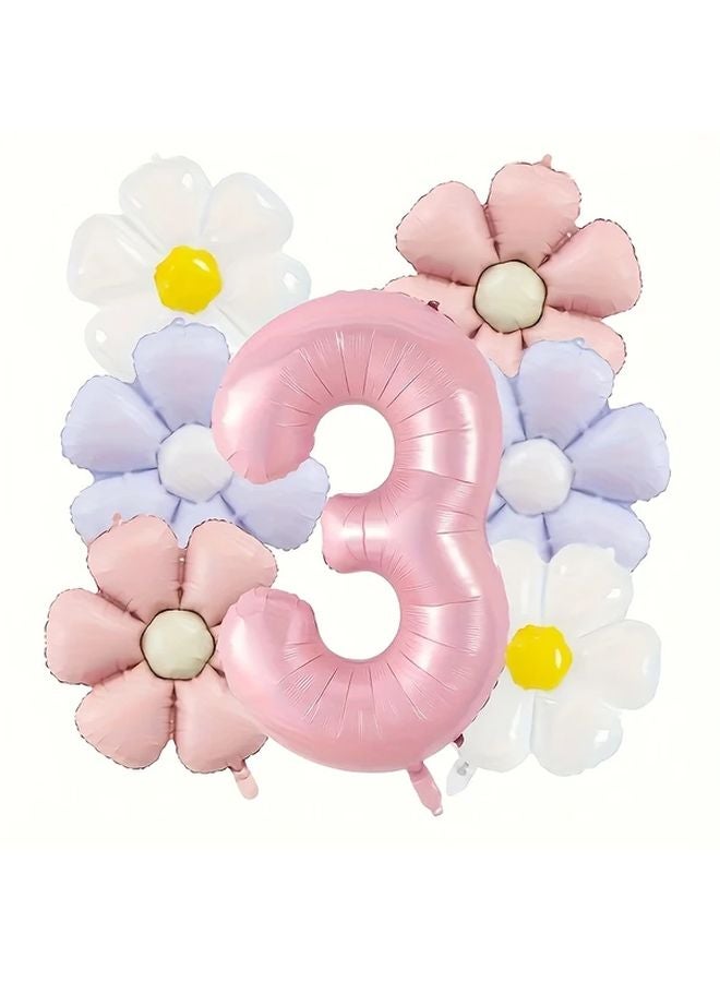 Daisy Set 4 Giant Pink Daisy Number Balloon Set 6 Daisy Sets Pink Number Balloons - Image 5