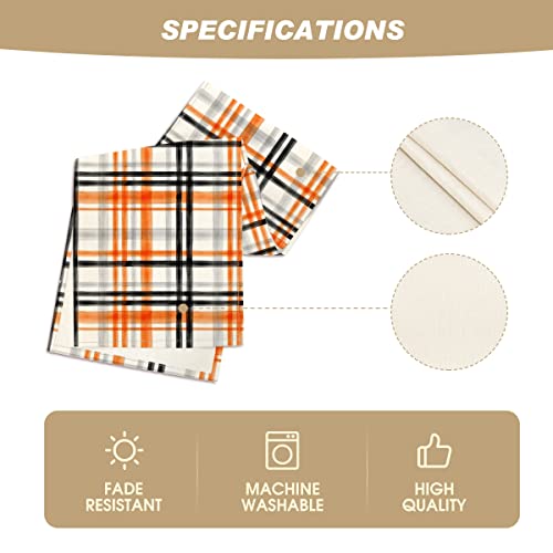 Artoid Mode Orange Black Buffalo Plaid Fall Table Runner, Halloween Kitchen Dining Table Decoration for Outdoor Home Party 13x72 Inch - Image 5