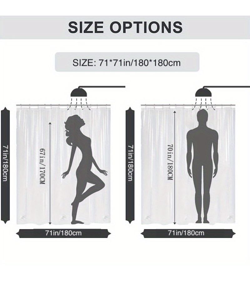 Pure Gray PEVA Plastic Shower Curtain Liner with Magnets and Hooks 71x71 Inch for Bathroom Family Hotel Dormitory Greenhouse - Image 4