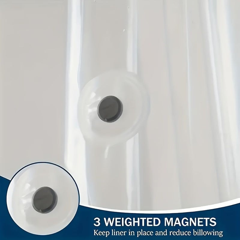 Pure Gray PEVA Plastic Shower Curtain Liner with Magnets and Hooks 71x71 Inch for Bathroom Family Hotel Dormitory Greenhouse - Image 5