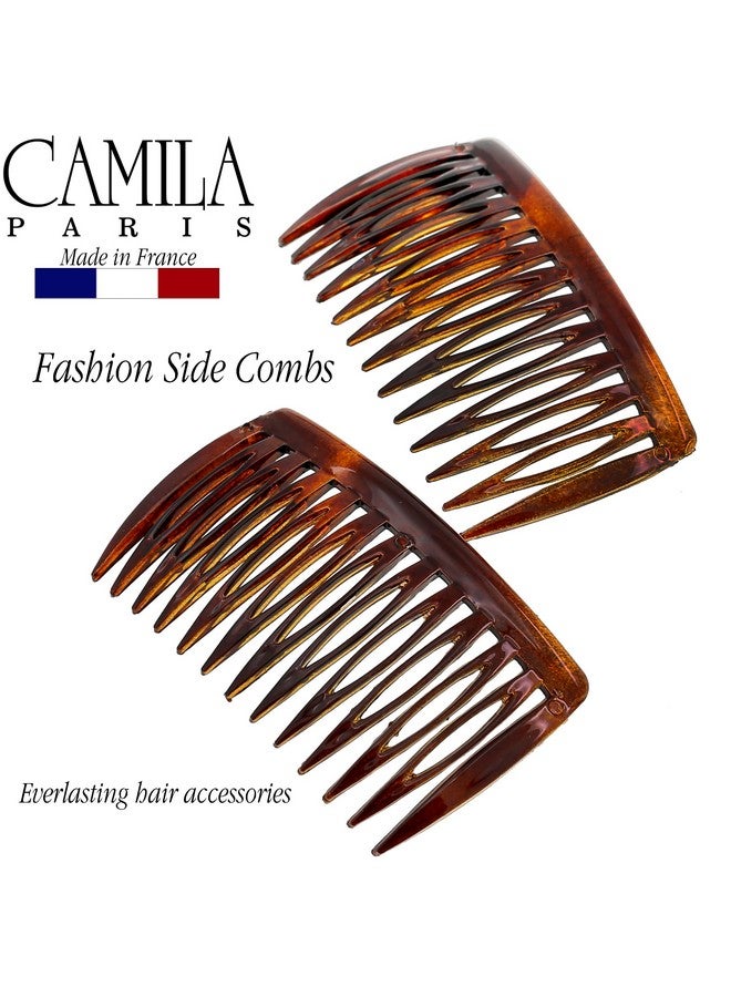 Camila Paris AD825/2 French Hair Side Comb, Small, Curved Tortoise Shell French Twist Hair Combs Decorative, Strong Hold Hair Clips for Women Bun Chignon Up-Do Girls Hair Accessories, Made in France - Image 3
