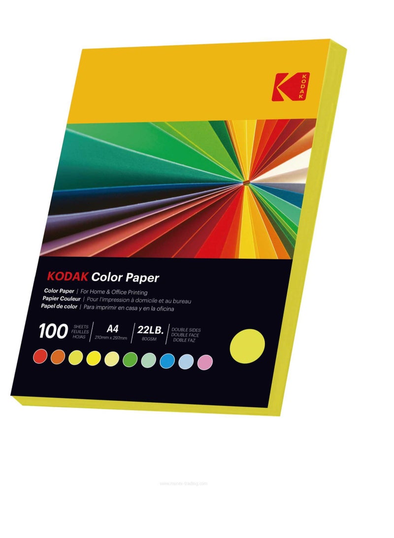Kodak Color Paper Double Sides A4 (210x297mm) 100 Sheets 80 GSM  Yellow
