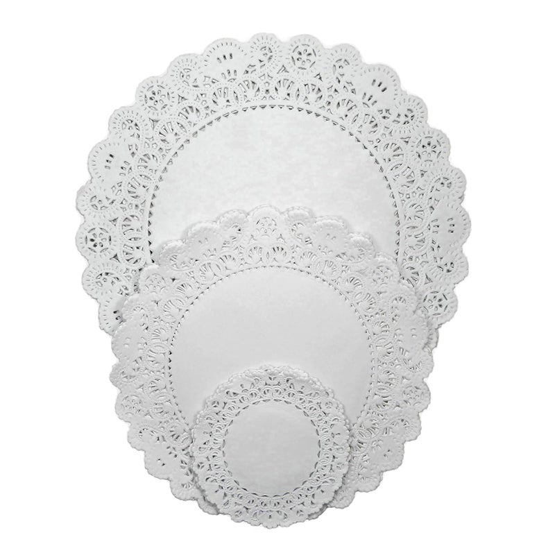 Regency Wraps Regency Wraps Paper Lace Doilies  4''  8''  10'' Round Pack of 36 (Combo) for Decorative Table Display of Cakes  Desserts  Appetizers for Weddings and Parties  White  - Image 1