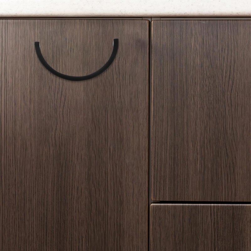 Matte Black Aluminum Alloy Cabinet Handles 160mm Hole Center Semi Circle Drawer Pulls 2pcs - Image 5