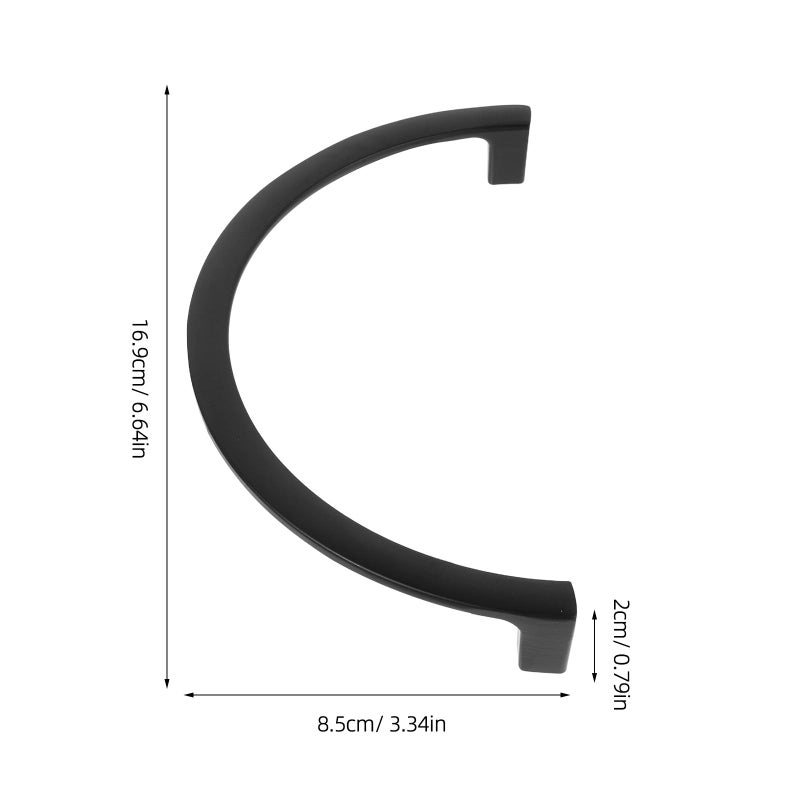 Matte Black Aluminum Alloy Cabinet Handles 160mm Hole Center Semi Circle Drawer Pulls 2pcs - Image 3
