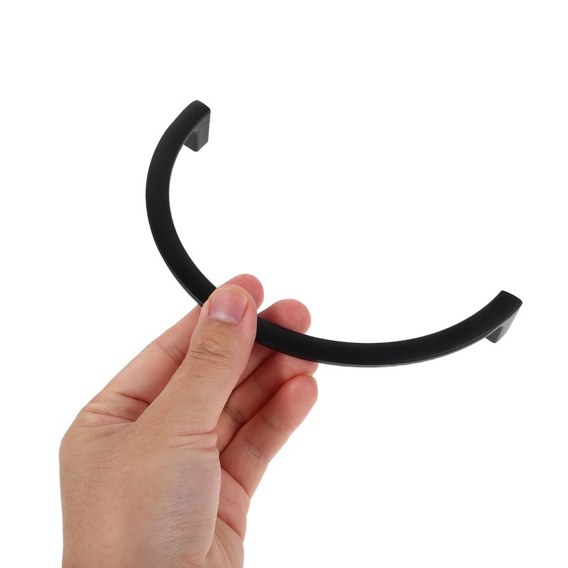 Matte Black Aluminum Alloy Cabinet Handles 160mm Hole Center Semi Circle Drawer Pulls 2pcs - Image 4