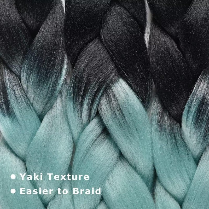 Excefore Ombre Braiding Hair 24 Inch, 3 Packs 24 Inch Braiding Hair, Extension Ombre Colors Hot Water Seal Soft High Temperature Braiding Hair, Heat Resistance Synthetic Hair for Braiding (Black-Blonde) - Image 4