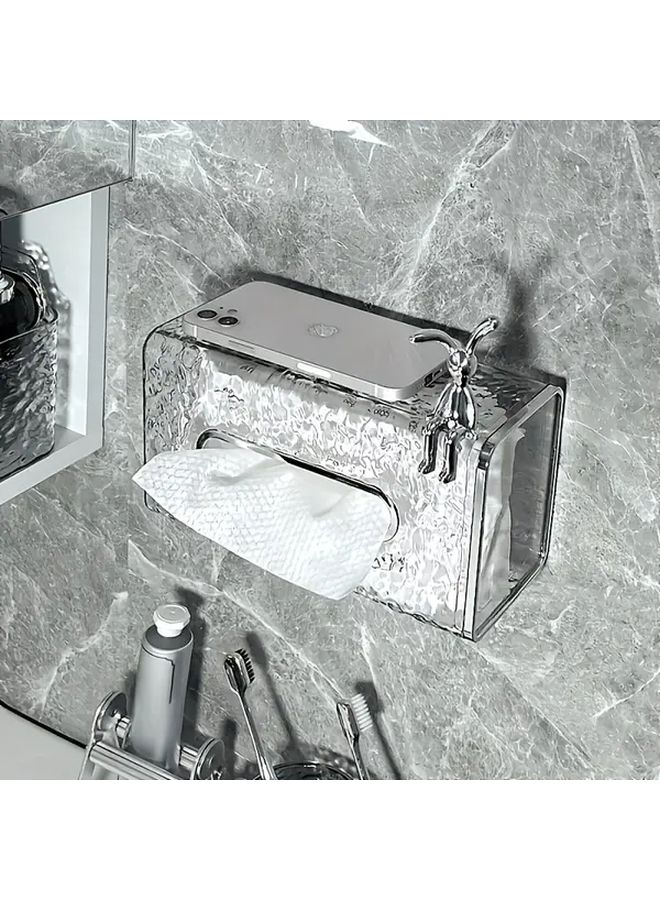 Water Ripple Transparent Tissue Box With Rabbit Decoration Plastic Holder For Home Organization - Image 1