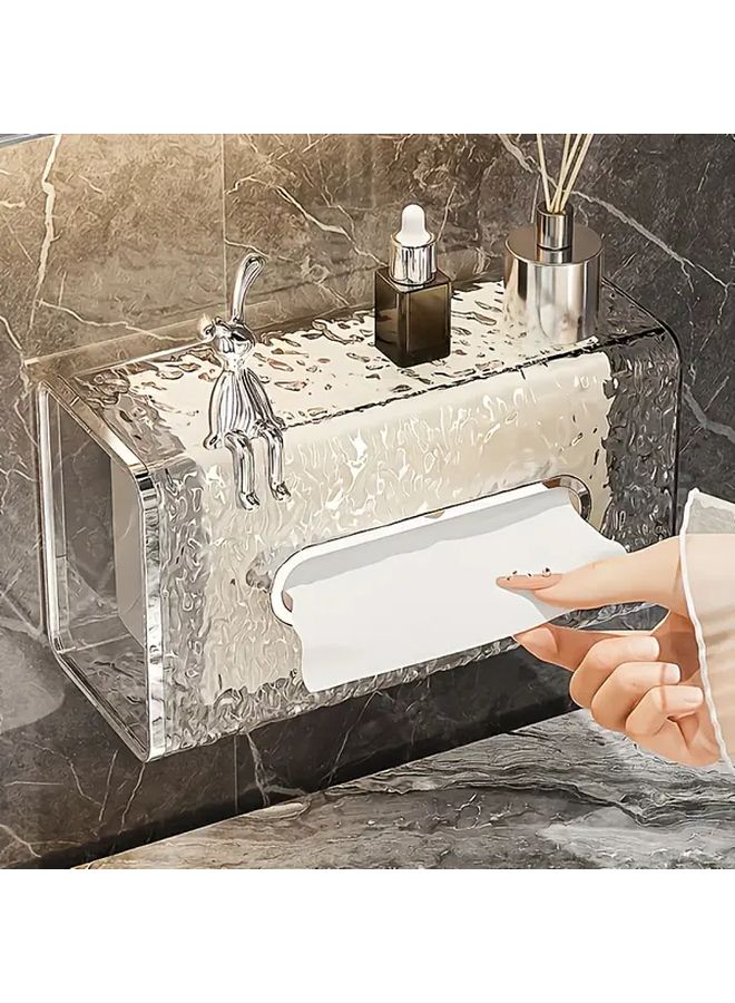Water Ripple Transparent Tissue Box With Rabbit Decoration Plastic Holder For Home Organization - Image 2
