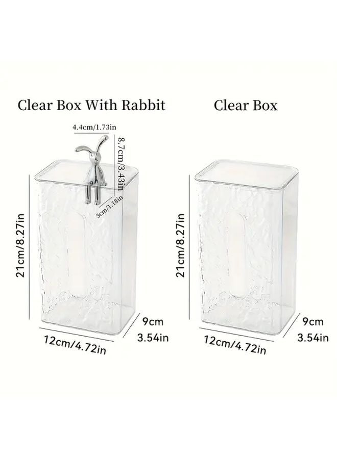 Water Ripple Transparent Tissue Box With Rabbit Decoration Plastic Holder For Home Organization - Image 4