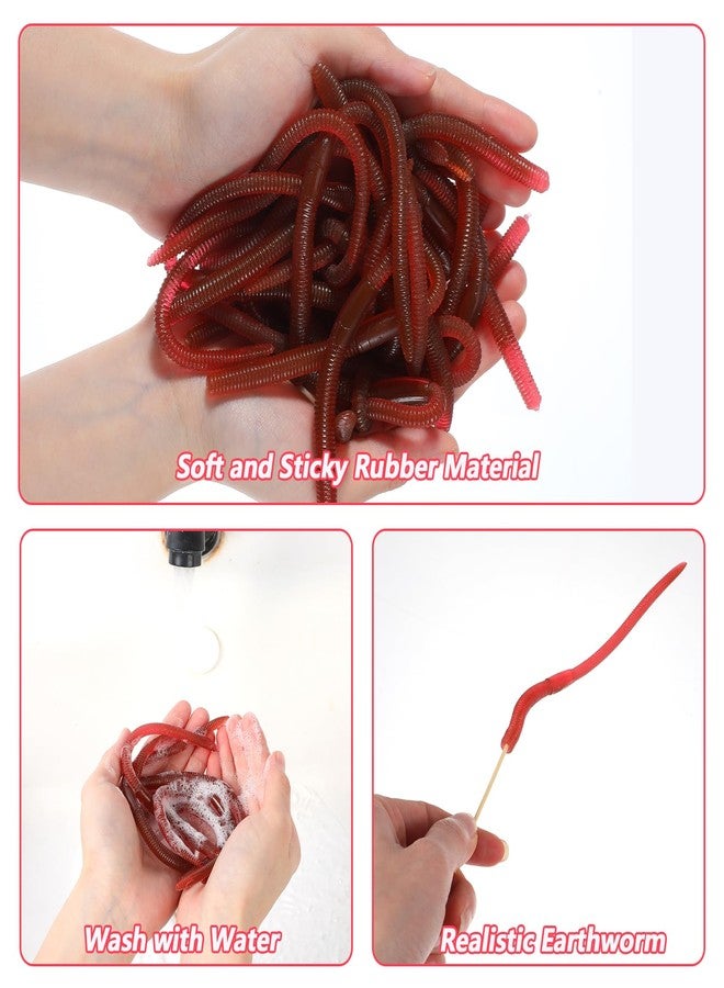 Matwsec 20 Pcs Fishing Soft Lure Trout Worm Earthworms 7.1 Inch Rubber Worms Soft Fake Earthworm Faux Stretchy Rubber Worm Toy Trick Toy for Halloween April Fool's Day Party Fishing Lure Baits - Image 3