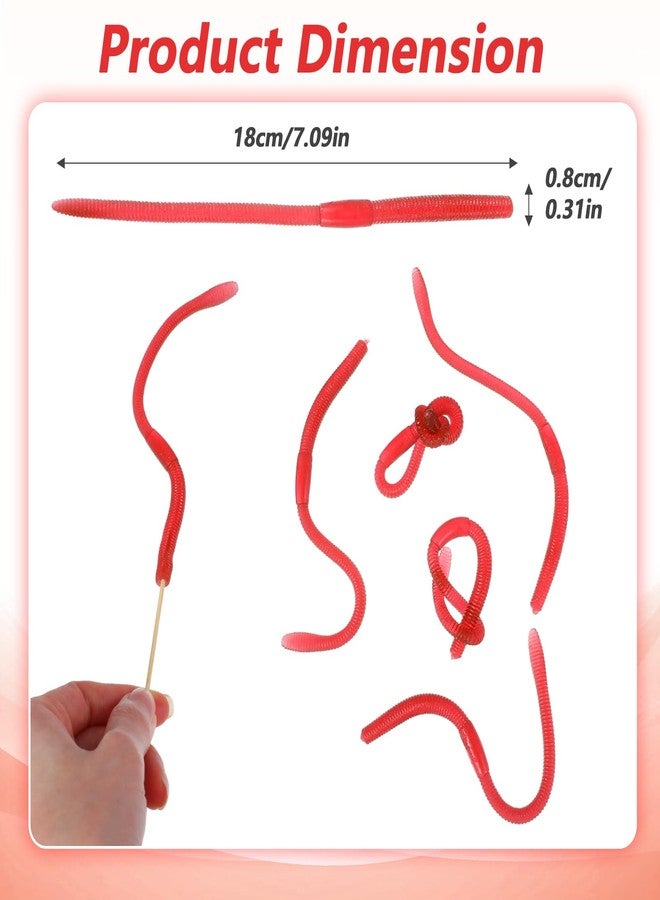 Matwsec 20 Pcs Fishing Soft Lure Trout Worm Earthworms 7.1 Inch Rubber Worms Soft Fake Earthworm Faux Stretchy Rubber Worm Toy Trick Toy for Halloween April Fool's Day Party Fishing Lure Baits - Image 2