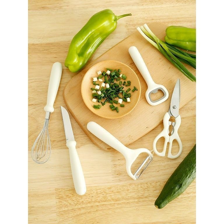 Menrexa 6pcs Kitchen Gadgets Set Includes Kitchen Scissors Paring Knife Whisk Bottle Opener Peeler and Utensil Holder Essential Kitchen Utensils Set for Home Cooking - Image 4