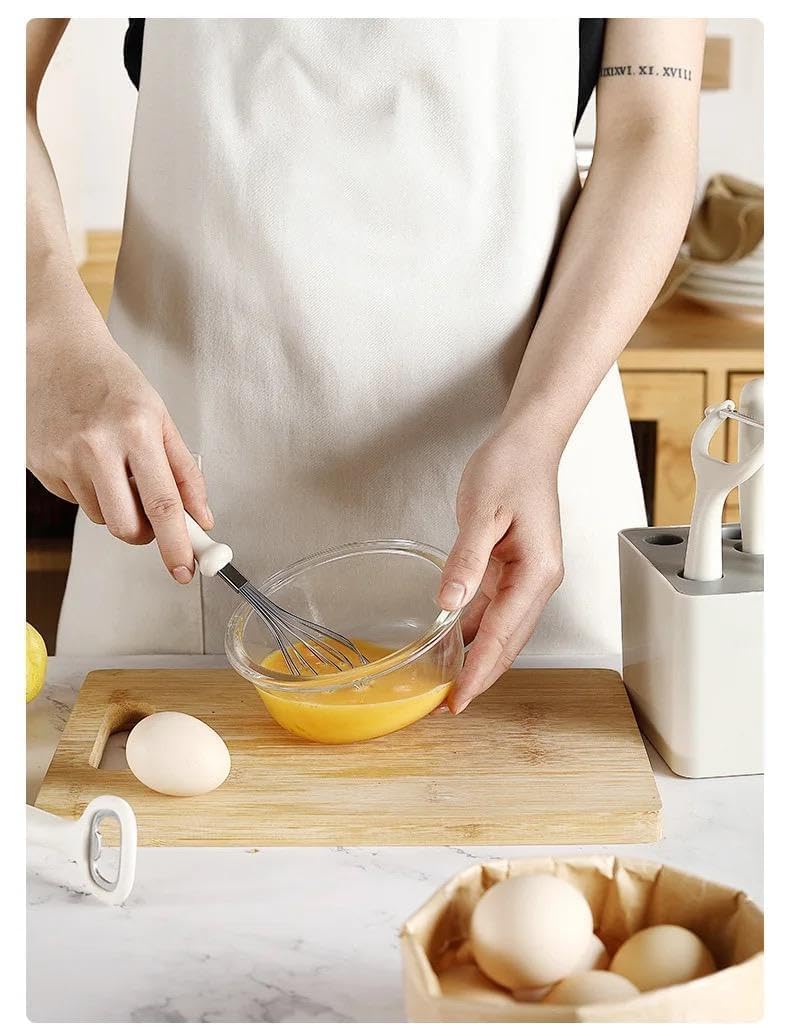 Menrexa 6pcs Kitchen Gadgets Set Includes Kitchen Scissors Paring Knife Whisk Bottle Opener Peeler and Utensil Holder Essential Kitchen Utensils Set for Home Cooking - Image 3