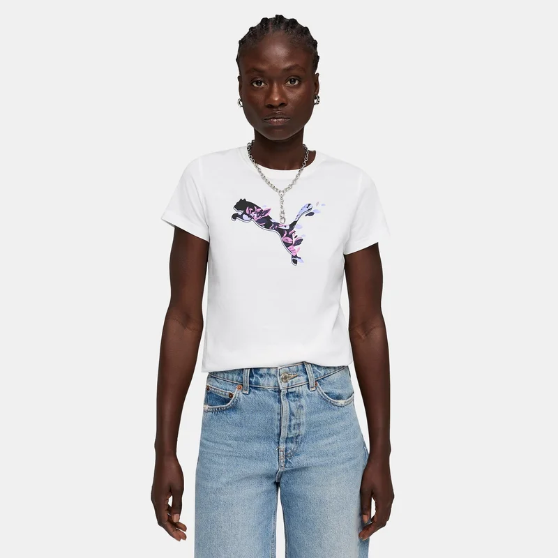 بوما Women's Floral Cat Graphic T-Shirt