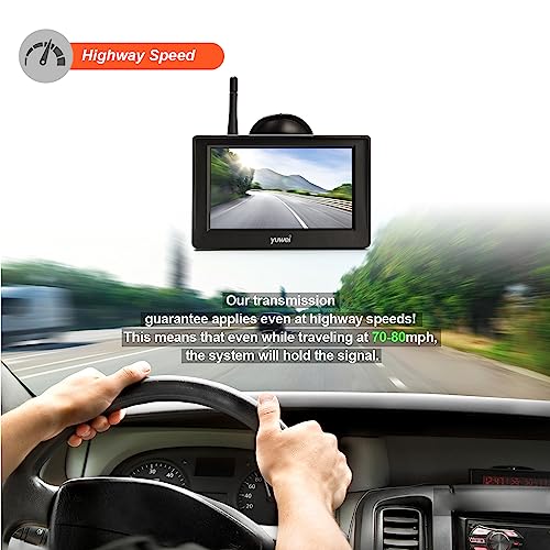 yuwei Digital Wireless Backup System, Waterproof and Night Vision Wireless License Plate Rear View Camera + 4.3’’ Wireless Display for RV, Cars, Truck, Vans - Image 4