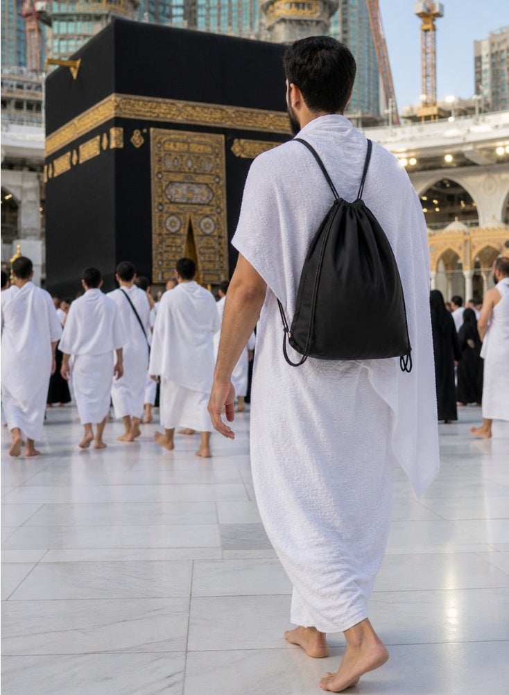 Premium Drawstring Hajj & Umrah Bag Lightweight Travel Essentials Carrier - Image 4