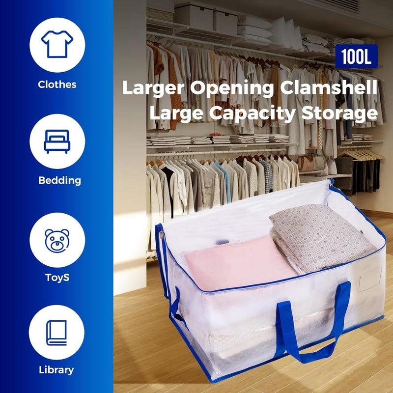 Moving Bags 105L, Storage Bag with Zipper Heavy Duty Extra Large, Moving Supplies Clear Packing Foldable Duffle Travel College Dorm or Christmas Tree - Image 5