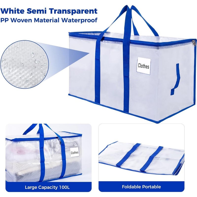 Moving Bags 105L, Storage Bag with Zipper Heavy Duty Extra Large, Moving Supplies Clear Packing Foldable Duffle Travel College Dorm or Christmas Tree - Image 4
