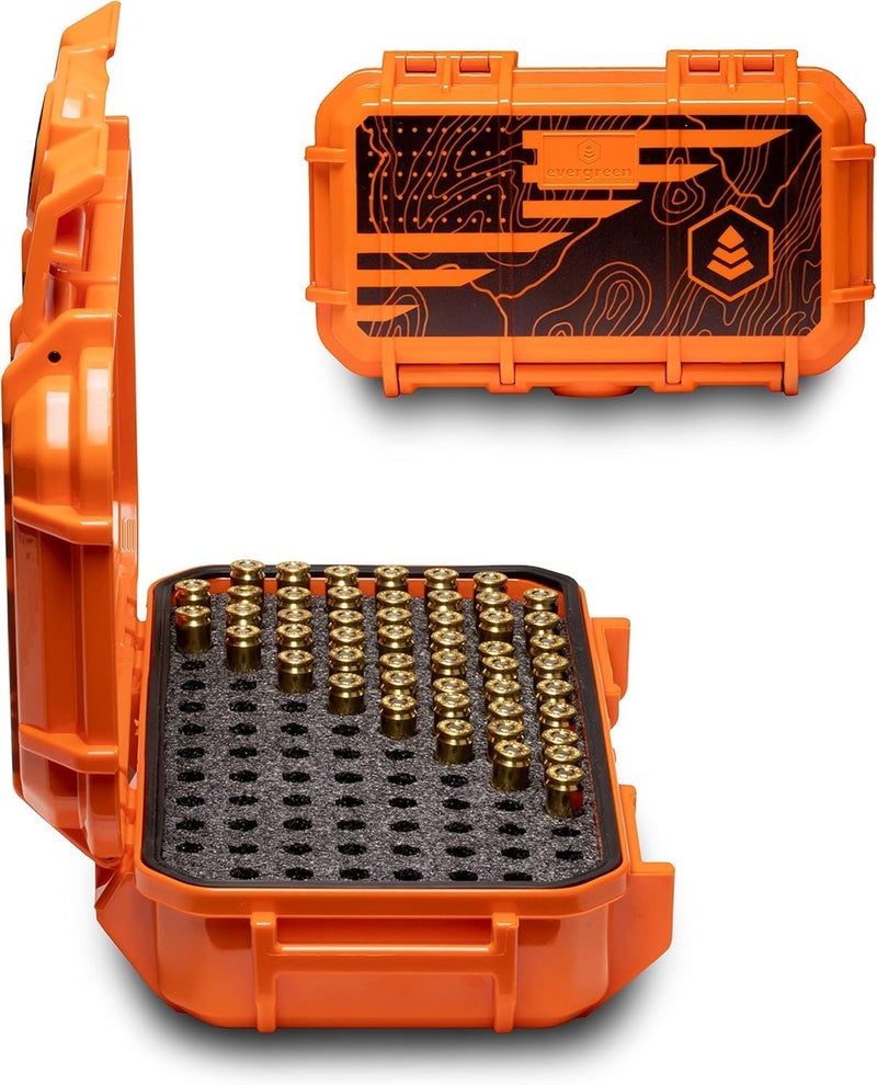 EVERGREEN Pistol Ammo Case Compatible with 5.7/9mm/.40/.380-100 Rounds Lockable USA Made - Image 1