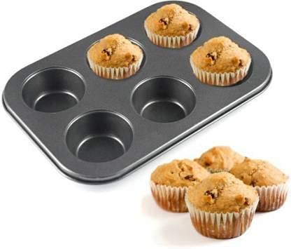MoneySo 6 Cavity Muffin and Cupcake Pan Nonstick Brownie Cake Pan Carbon Steel bakeware for Oven Baking Gray - Image 5