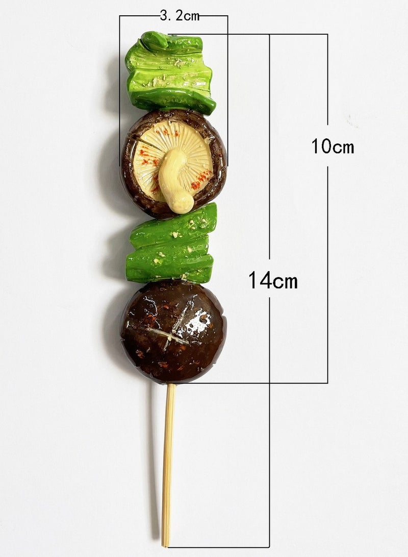 Refrigerator Magnetic Sticker Resin Simulation Barbecue Skewer 3D Creative High-end Gift Magnetic Sticker Food Refrigerator Decoration Food And Play  - Image 1