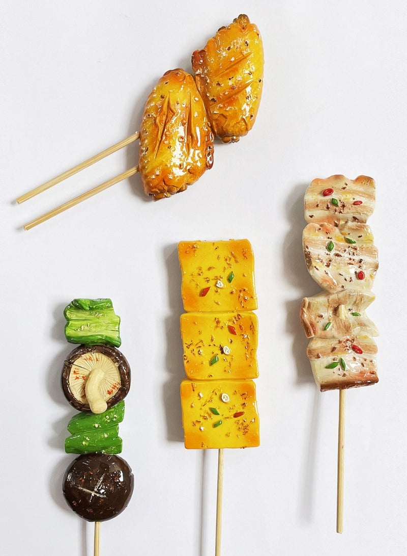 Refrigerator Magnetic Sticker Resin Simulation Barbecue Skewer 3D Creative High-end Gift Magnetic Sticker Food Refrigerator Decoration Food And Play  - Image 3