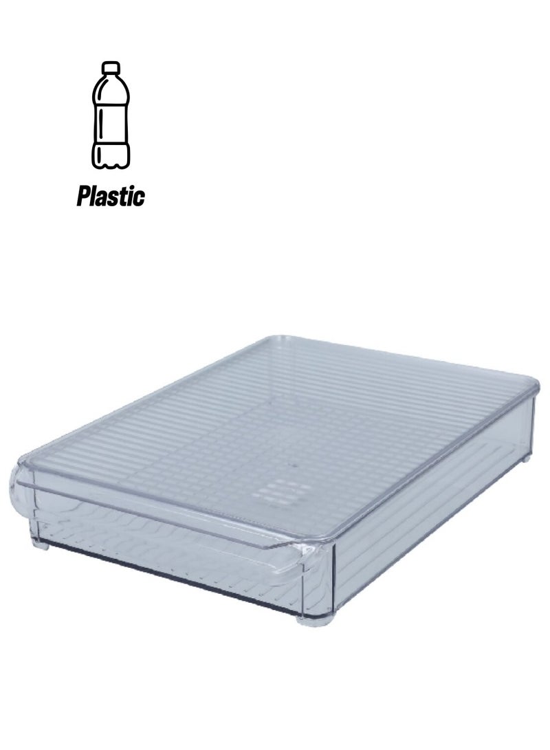 فيلي منظم ثلاجة بلاستيكي قابل للتكديس سهل التنظيف بغطاء شفاف  ×  ×  سم - Image 1