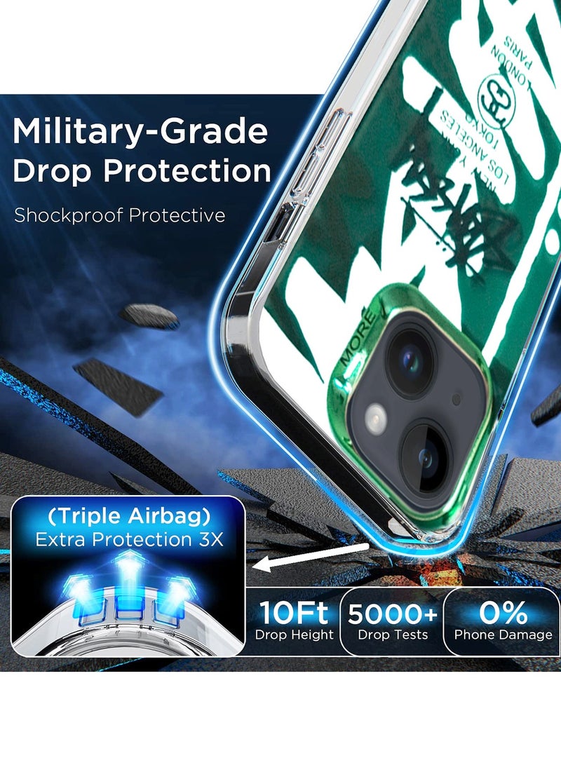 Wtech More Series Colorful Design Protective Case Cover For Apple iPhone 15 2023 Green/White - Image 2